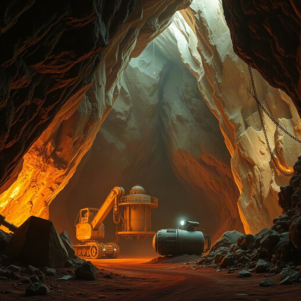 Crystal caves mining scene